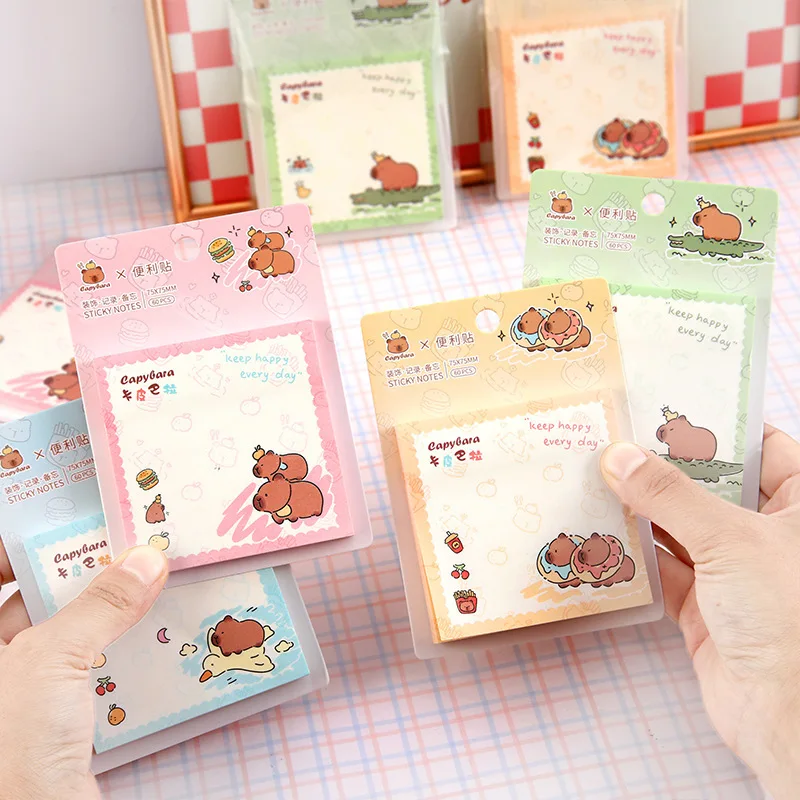 4 pcs/lot Happy Capybara Memo Pad N Times Sticky Notes To Do List Planner Sticker Cute Stationery Deco Art Supplies Gift