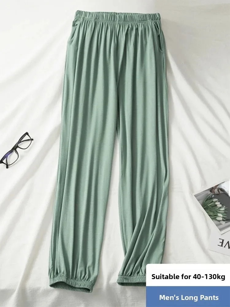 Modal Men's Long Pants Summer Thin Home Clothes Large Size Loose Pajamas  Color Can Be Worn outside Casual Pants
