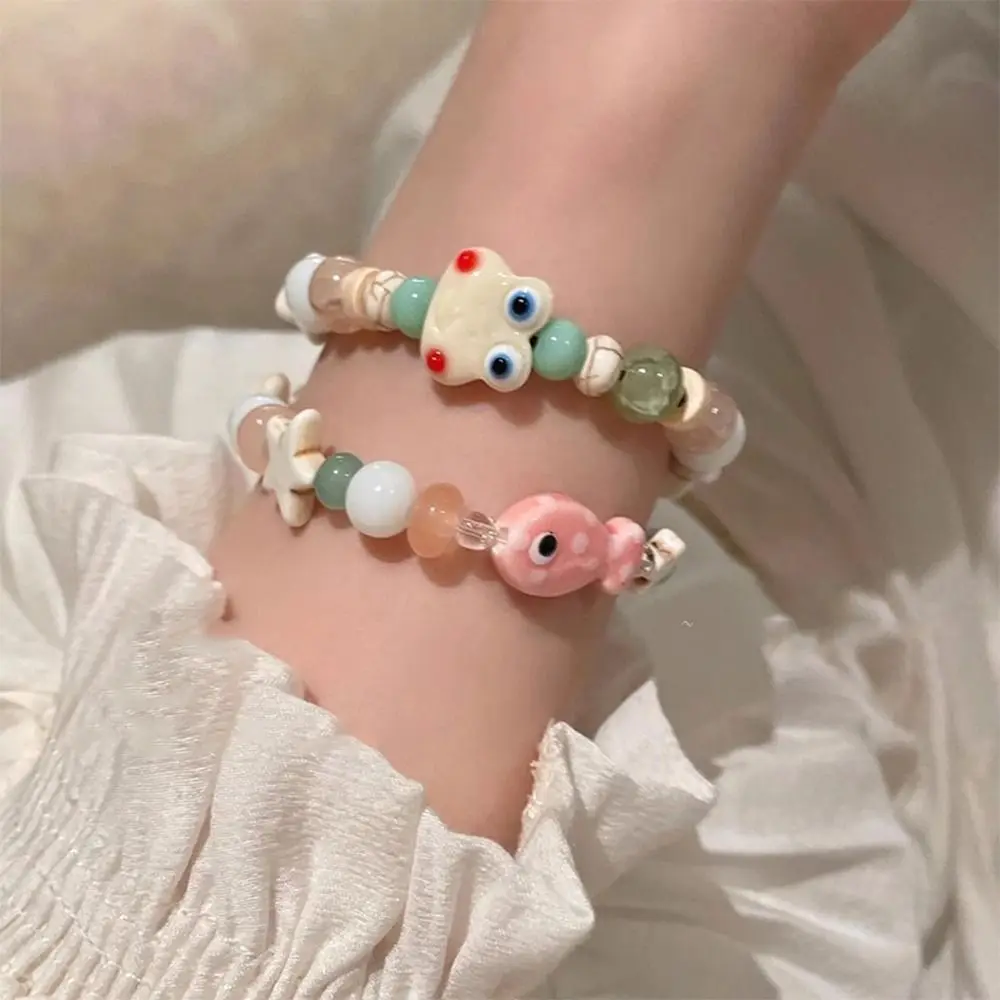 Handmade Ceramic Fish Bracelet Cartoon Korean Style Resin Frog Bracelet Liuli Bead Jewelry Accessories Cute Bead Bracelet Girls