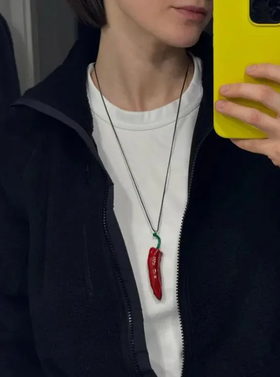 New Creative Cute Red Pepper Pendant Necklaces for Women Fashion Fruits Vegetables Personality Necklace Jewelry Gifts for Her