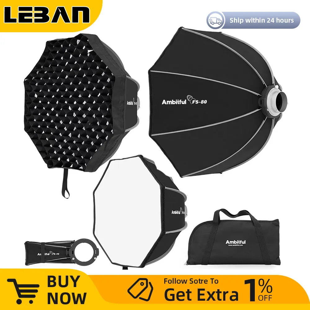 AMBITFUL FS Series FS40cm/60cm/80cm Quick-Setup OctagonSoftbox