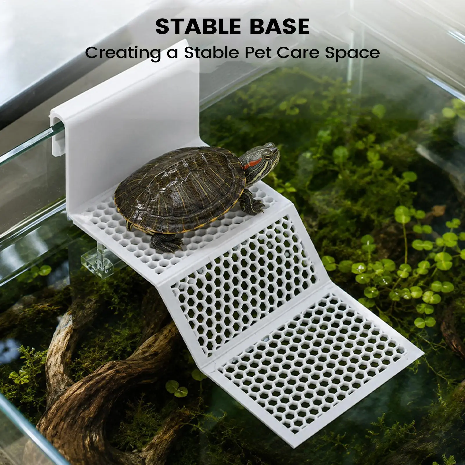 Verstellbare Saugnapf-Schildkröten-Plattformen zum Abkochen, hängende Reptilien-Ruhestätte mit Clip, Aquarium-Rampe für Schildkröten, Frösche, Neptūnsalamander – Detail 7