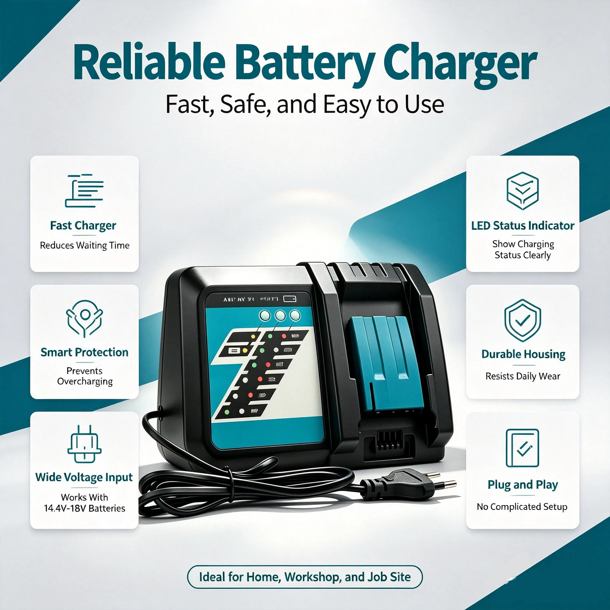 Lituium Battery Charger DC18RC For Makita 18V 14.4V Li-ion Batteries Case Packs BL1815 BL1860 BL1430 BL1830 DC18RD DC18SF DC18RE