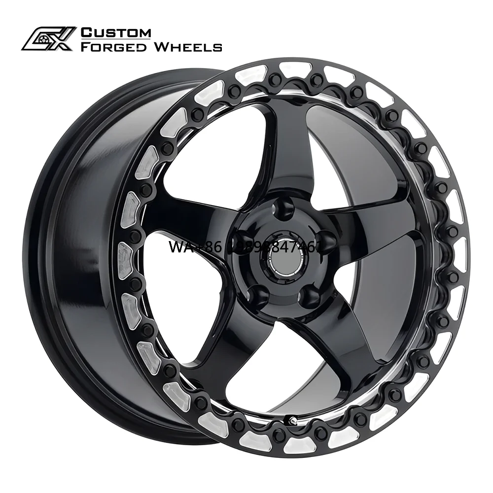 

Beadlock Wheels Drag Pack 17 18 Inch 17x11 5x114.3 5 Lug Gloss Black Five Spoke Alloy Car Wheels Forged for Mustang