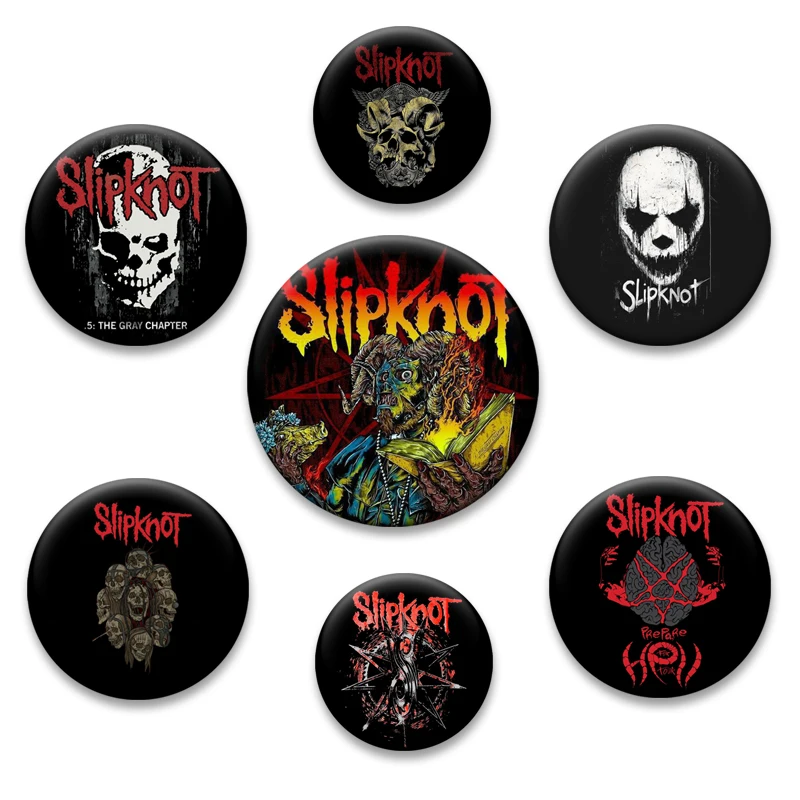 

58mm Slipknot Badge Heavy Metal Band Brooches Rock Music Soft Button Pins for Backpack Clothes Decoration Fans Collection Gifts