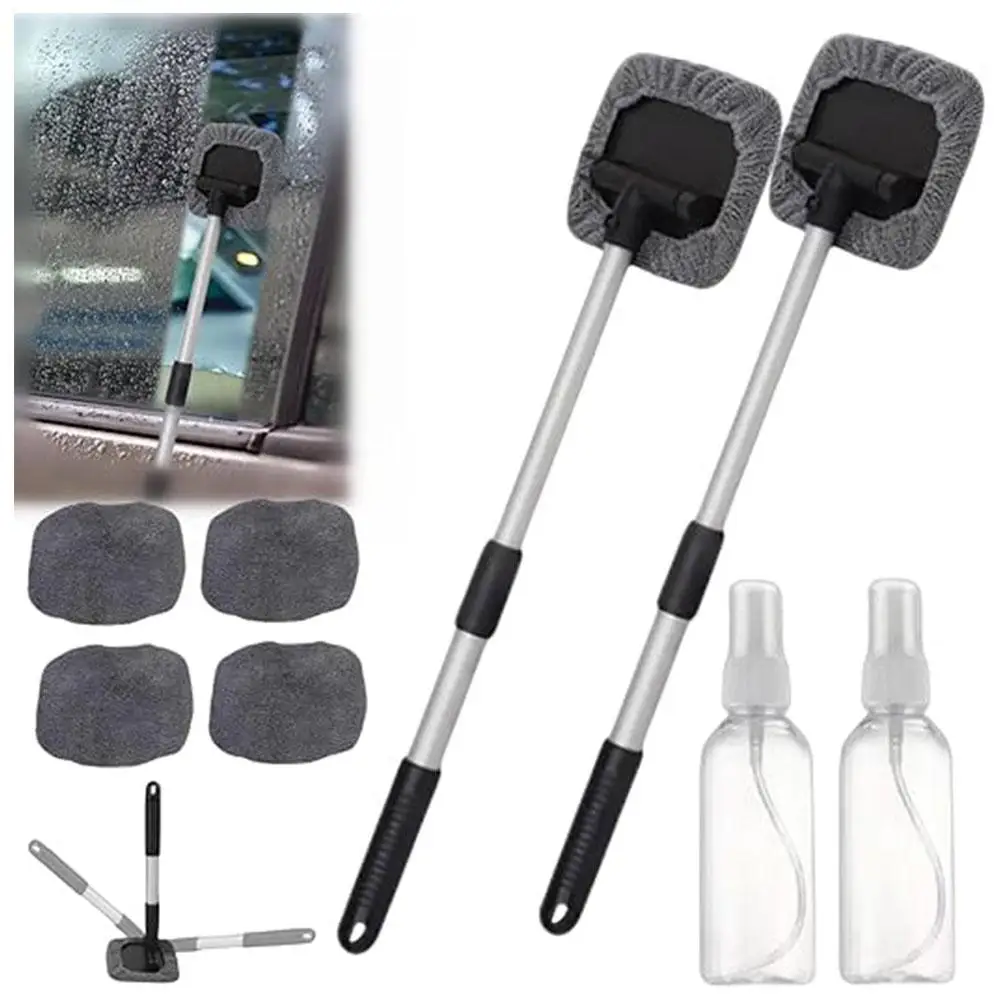 

Windshield Cleaning Tool 180° Rotate Auto Glass Brush Long Interior Removal Handle Car Accessories Kit Dust E3O0