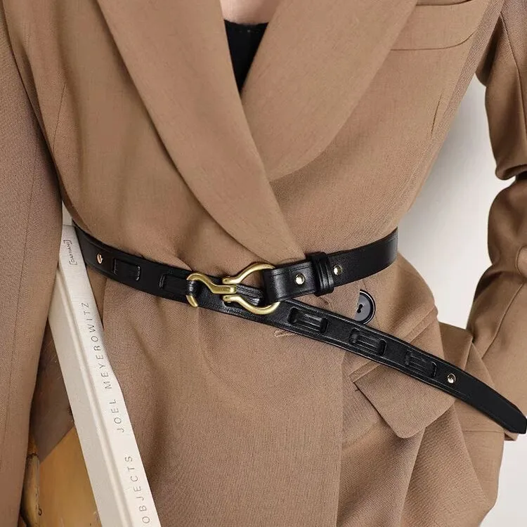 

Новый модный женский ретро-крючки из воловьей кожи, поясной ремень, корейское издание, декоративный ремень, неперфорированная пряжка, универсальные ремни