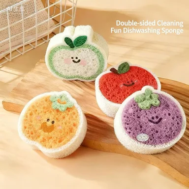 Fruit compressed wood pulp cotton dishwashing detergent, household kitchen supplies, brush bowls, sponge dishwashing cloth