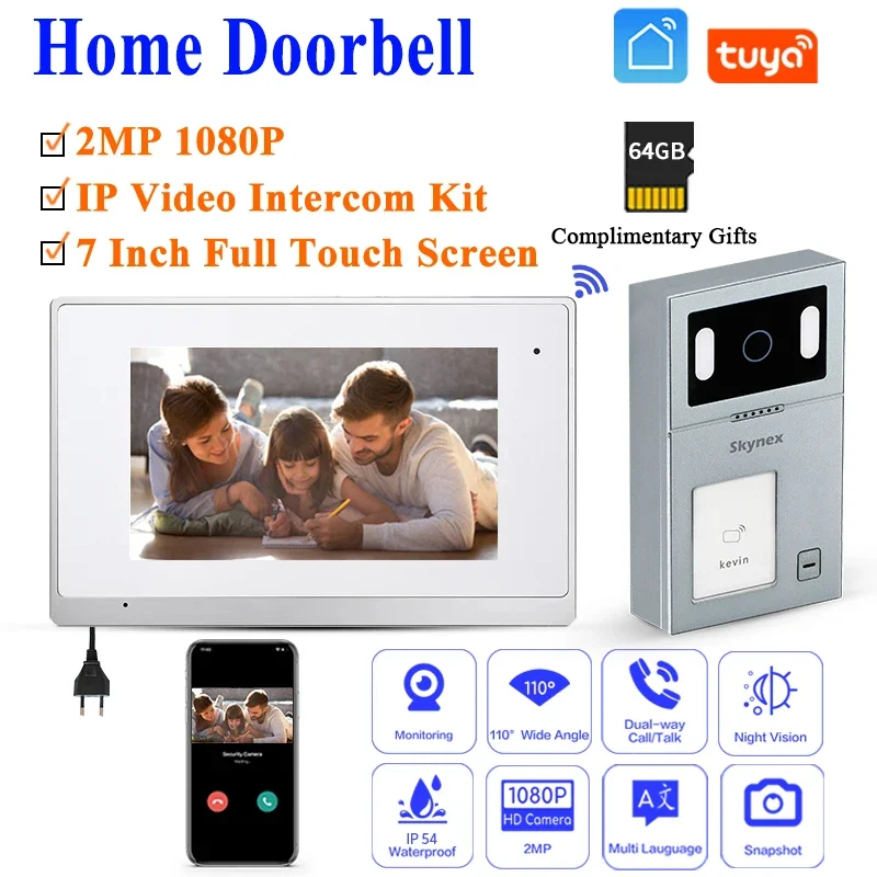 

Convenient Smart Door Phone Smart 7 Inch RFID Control Remote Monitor WiFi TUYA Video Doorbell Outdoor Unit Aluminum alloy shell