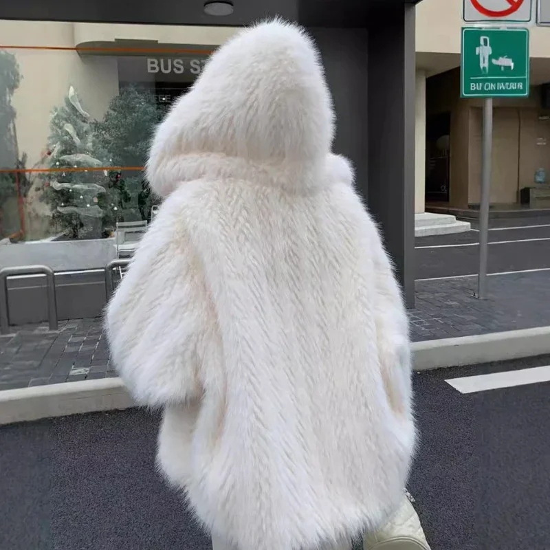 

Faux Fur Coat Women's Large Size Loose Jaket 2025 Winter New Fashion Warm Coat Long Sleeve Warm Luxury Coat