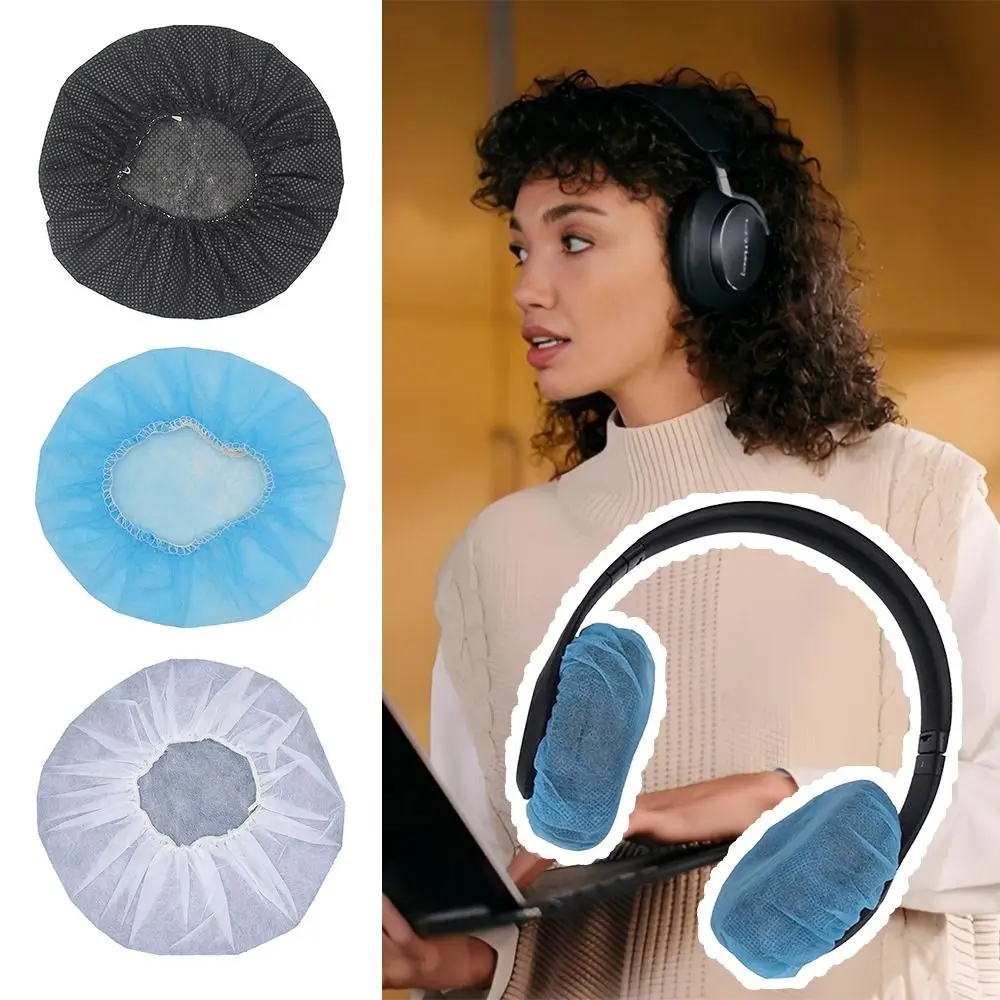 

100Pcs/Bag Disposable Headphone Cover Nonwoven Sweat-proof Microphone Covers Dirt-proof Highly Elastic Microphone Protective Cap