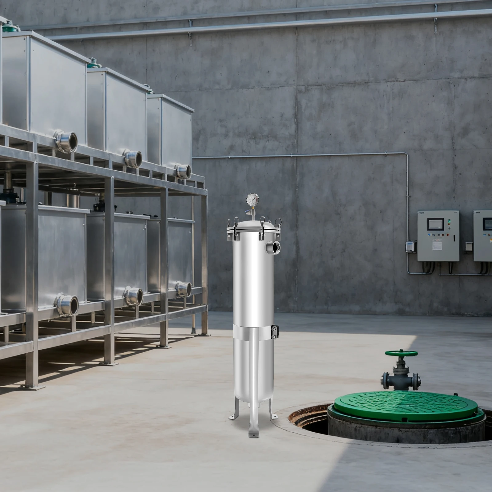 304 مرشح حقيبة الفولاذ المقاوم للصدأ مرشح السائل الصناعي لمعالجة المياه وفصل السائل الصلب الكيميائي عالي الكفاءة