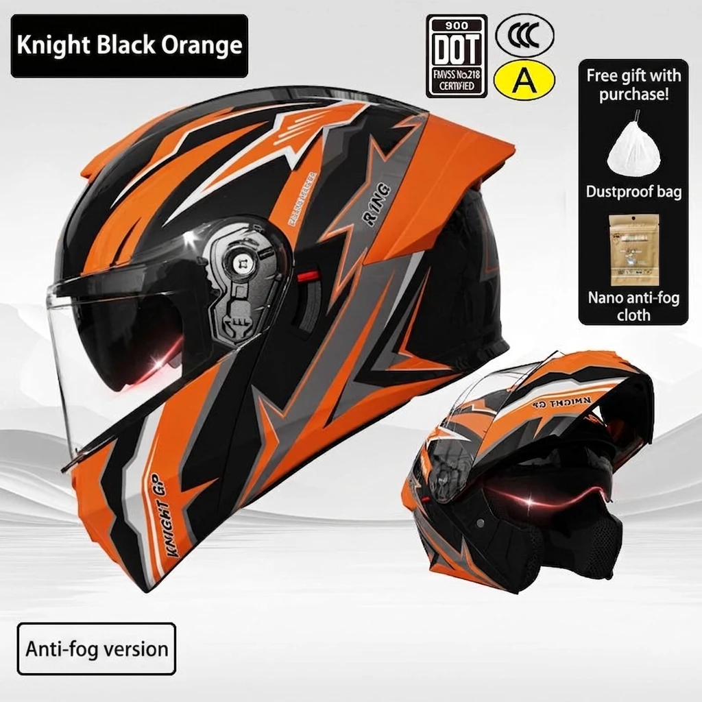 

DOT Approved Modular Flip Up Full Face Motorcycle Helmet with Dual Visor, Protective Riding Gear for Adult Men and Women