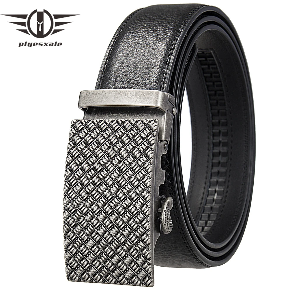 

Plyesxale Men's Belt Automatic Ratchet Buckle Cow Genuine Leather Belts For Men Luxury Brand Male Strap cinturon hombre B1530