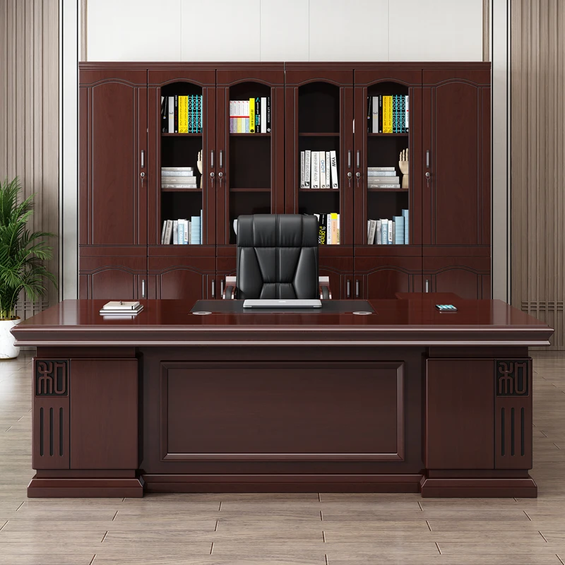 Brown Big Executive Office Desk Cheap Storage Modern Study Computer Desk Gaming Drawers Mesa Escriotorio Work Station Table