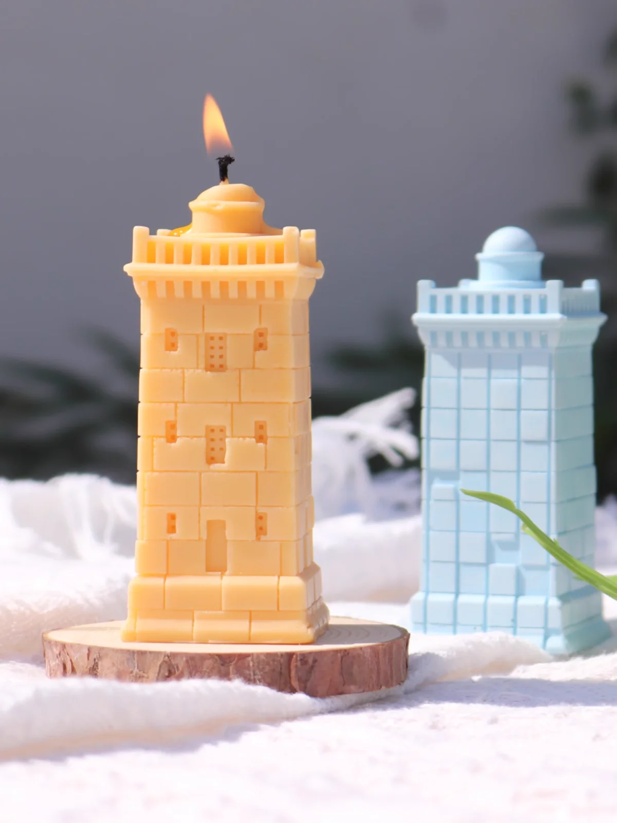 house Embossed Candle Mold Square Columnar house Pattern Aromatherapy Candle Silicone Mold DIY Home Decoration Tools