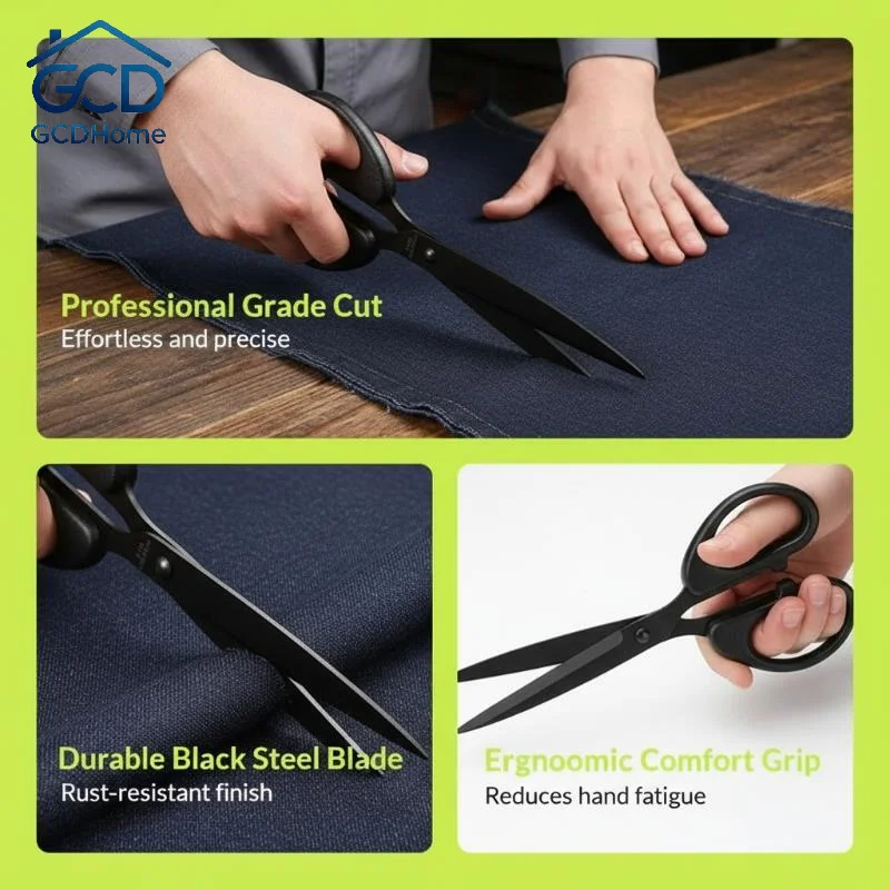 High Hardness Black Blade Scissors Anti-rust Anti-stick Sharp Durable Multipurpose Home Office Craft Sewing Paper Fabric Shears