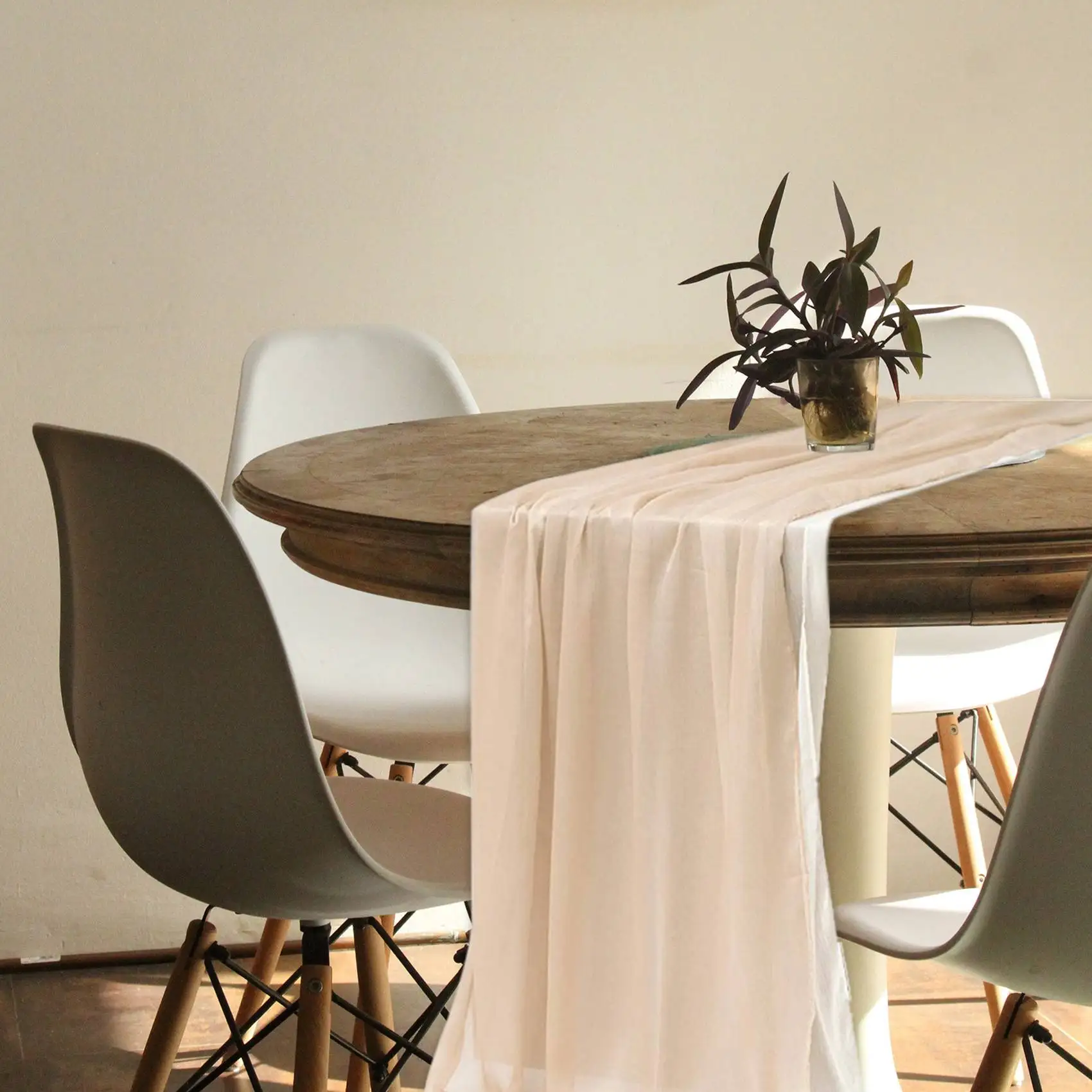 

ABNQ шелковистая мятая шифоновая дорожка для стола (набор из 2 шт.) для украшения свадебного душа в форме сердца, розовое шампанское