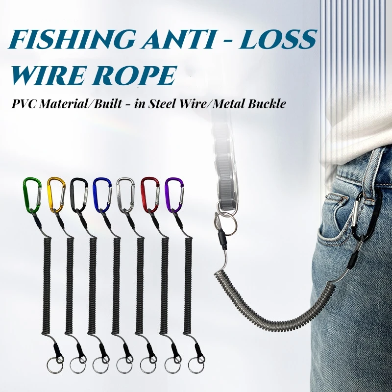 Outdoor Elastic Spring Anti-lost Lanyard Anti-lost Rope Spiral Keychain Spring Retractable Safety Rope Keys Fishing Tool