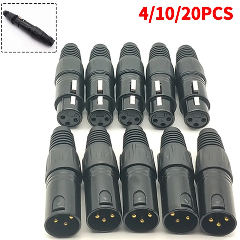 

4/10/20PCS 3-Pin XLR Male to Female Audio Adapter – Balanced Microphone Connector for Mixer, Speaker & Studio Equipment