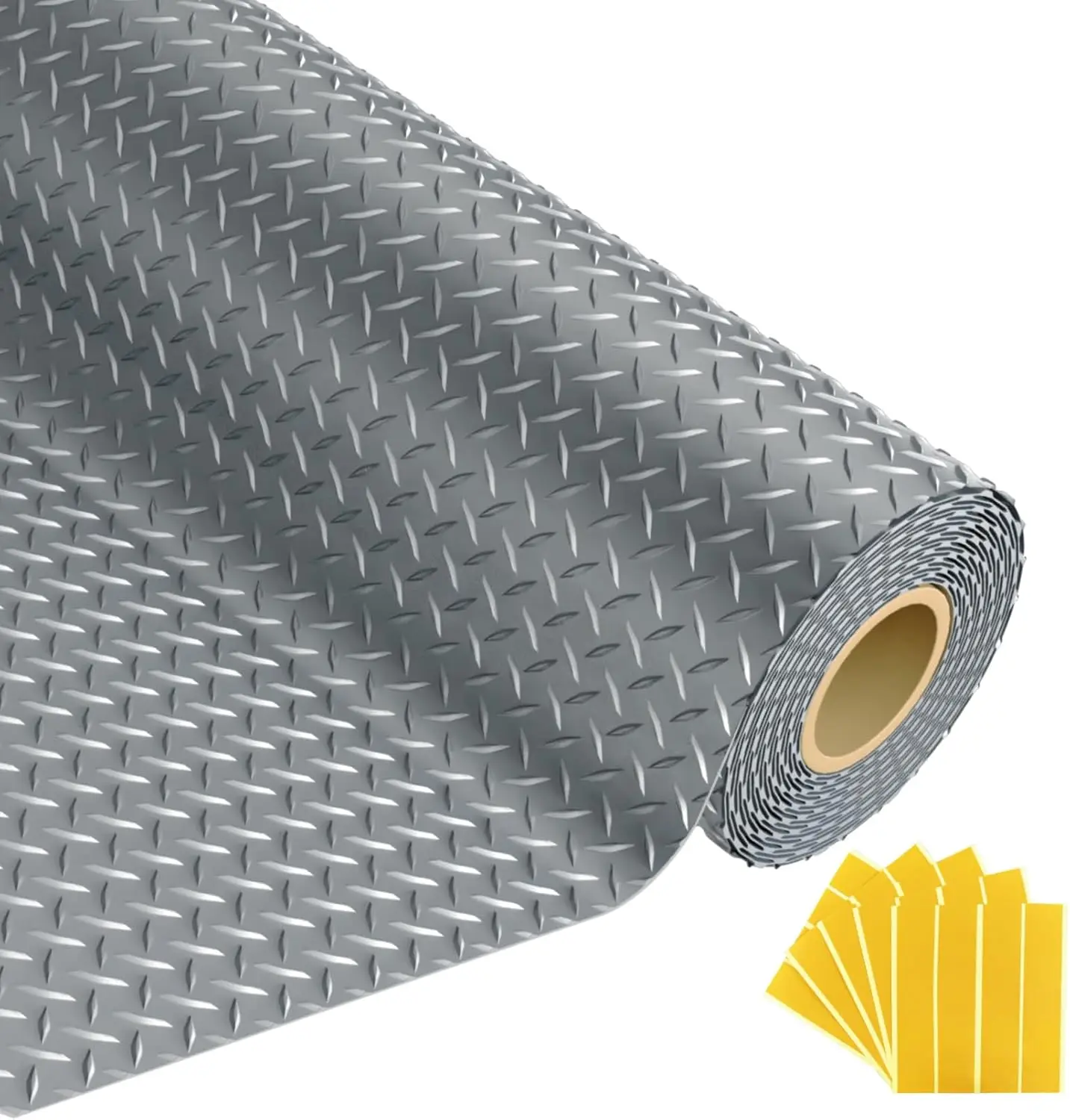 

8x20 FT Garage Floor Mat, 2.8mm Thickened Flooring Roll Diamond Plate PVC Rubber Trailer Mat with 20Pcs Tapes