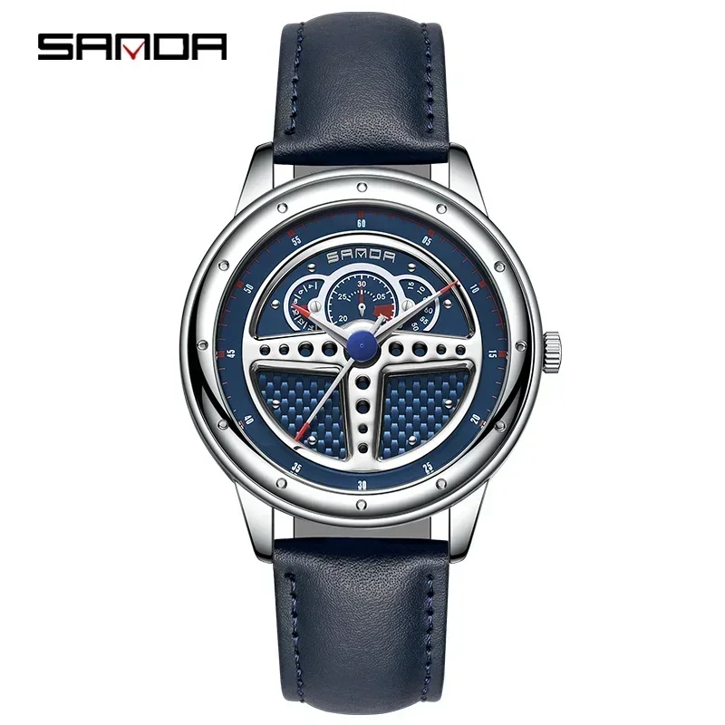 SANDA P1110 2023, reloj con volante a la moda para hombre, reloj de pulsera deportivo de lujo resistente al agua de cuarzo, reloj masculino, reloj Masculino