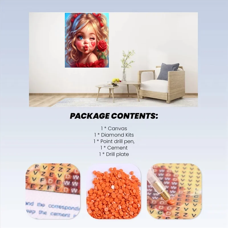 

Краска с алмазной вышивкой, полная круглая картина, картины из стразов, милая девушка, (30 х 40 см), без рамки