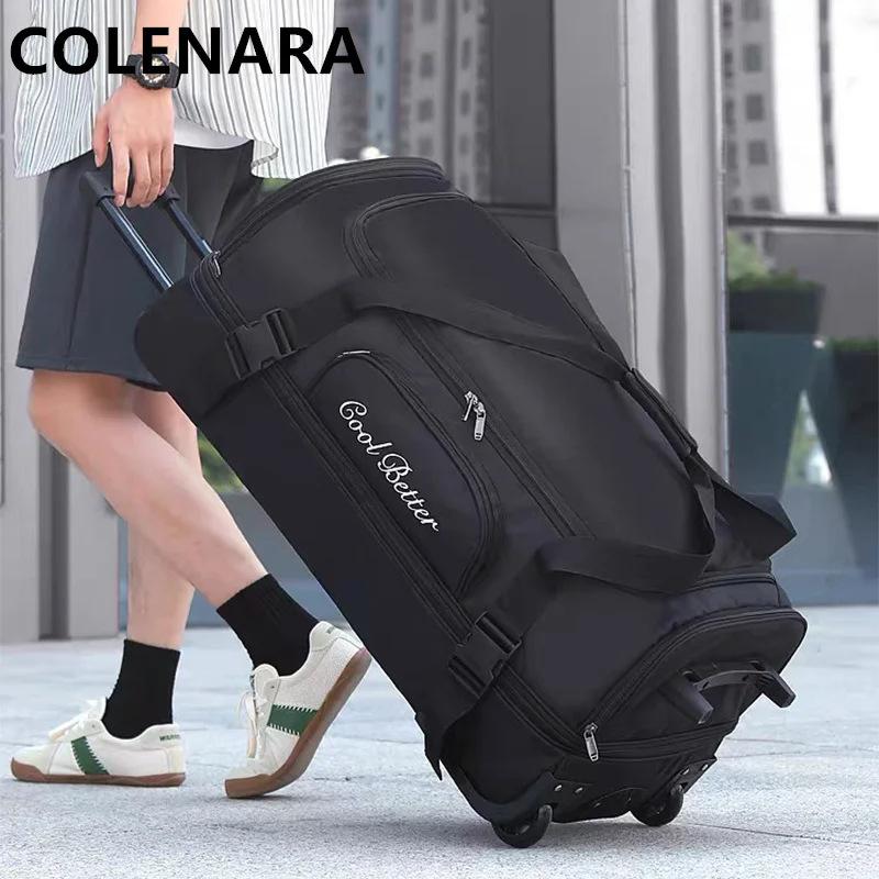 COLENARA Large-capacity Suitcase Men's Oxford Cloth Shoulders Backpack Business Trip Storage Box Women's Foldable Luggage Bag