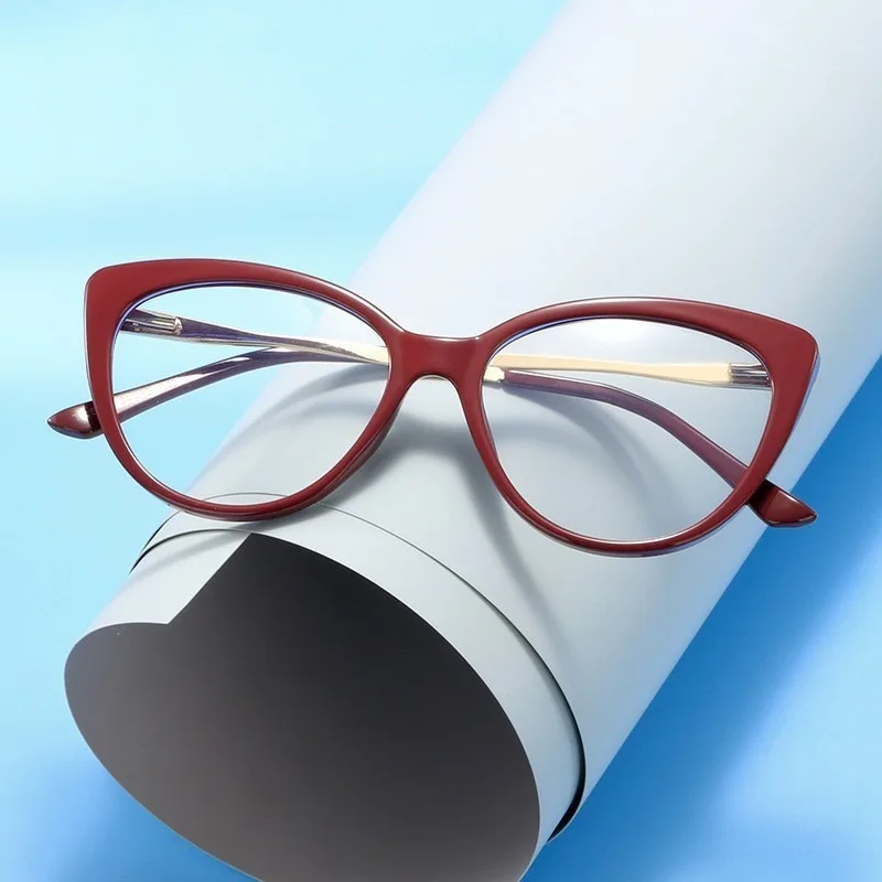 Cat-Eye-Brille mit blauem Licht und blockierender Linse aus Metall für Damen und Herren, Outdoor-Mode-Brille
