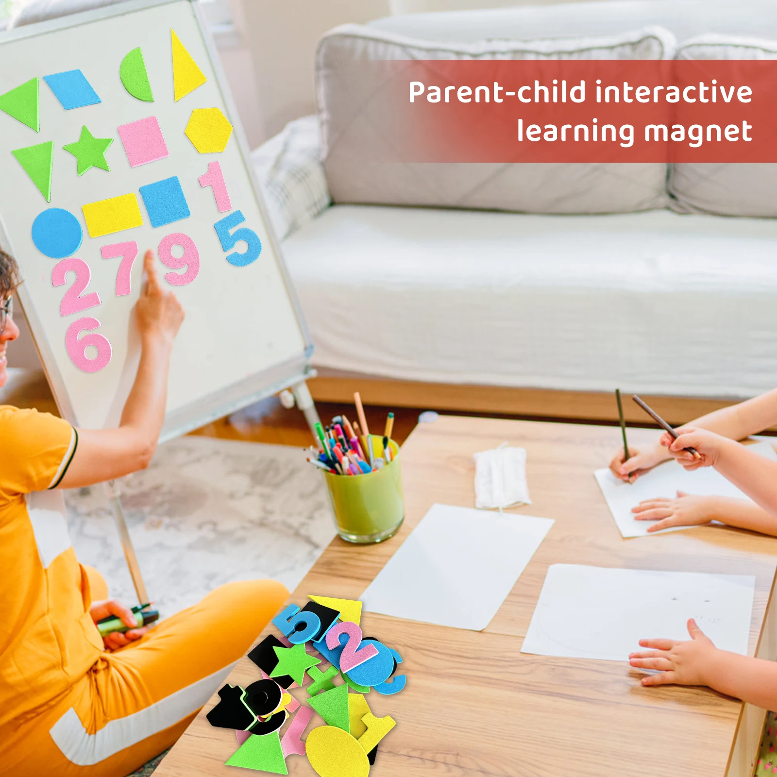 Children's Magic Magnetic Alphabet Stickers Learning Letters Numbers Geometric Shapes Attachable Metal Objects Gifts