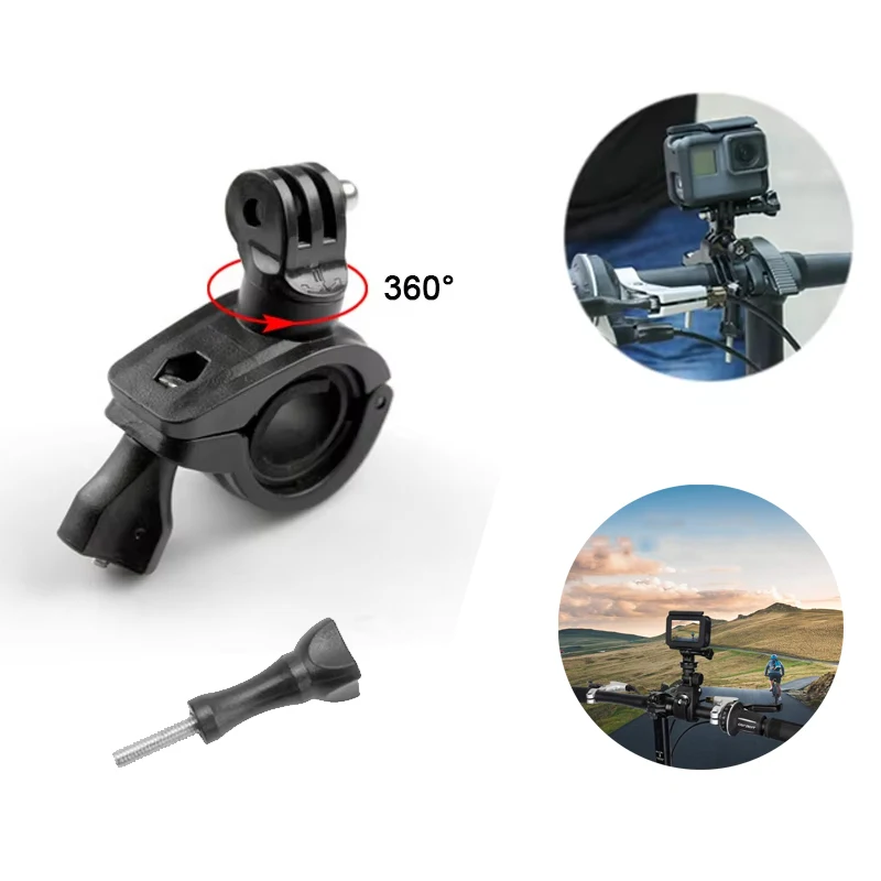 360° Rotatable Bike Handlebar Mount Clamp for GoPro DJI Action Insta360 Camera Bicycle Motorcycle Holder Accessory