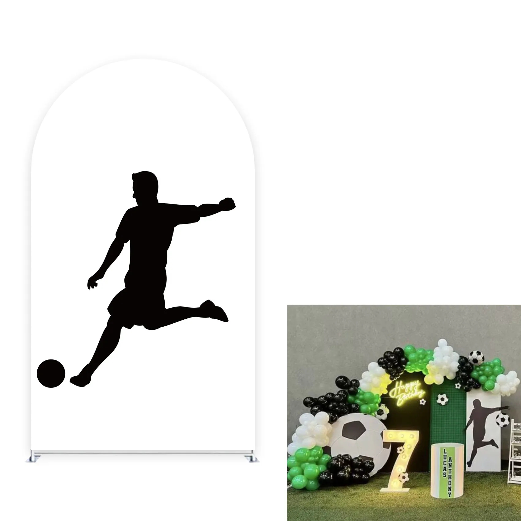 

Soccer Theme Arch Backdrop Cover,Football Arched Stand Cover,Sports Birthday Party Decoration,Double-sides-Elasticity-Washable