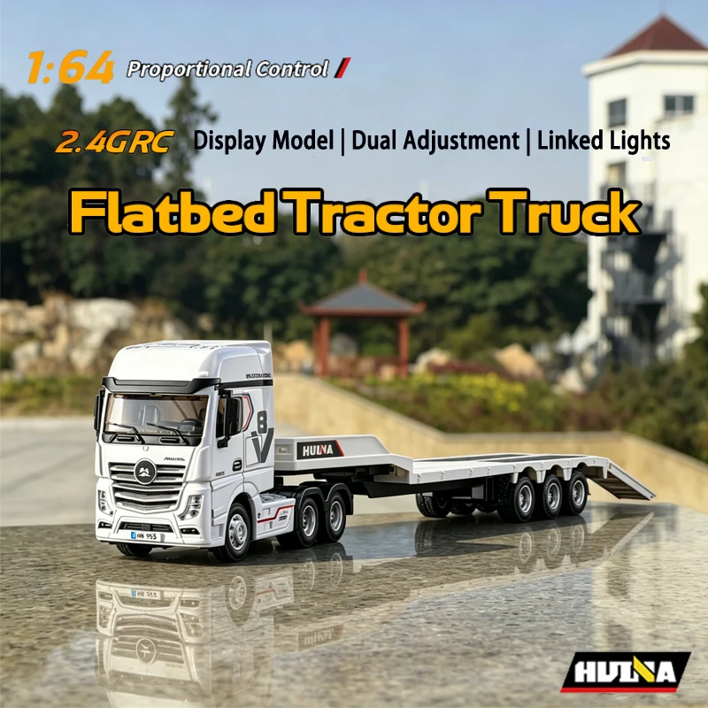 1:64 Huina 9900 Rc Truck Flatbed Tractor Truck 12-Channel Rc Car Mini with Light 2.4G Proportional Precise Control Toy Gifts New