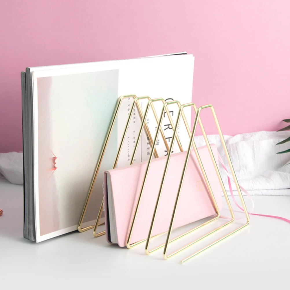 

Expandable Bookshelf Holder for Desk Easel Adjustable Golden Iron Bookends Office