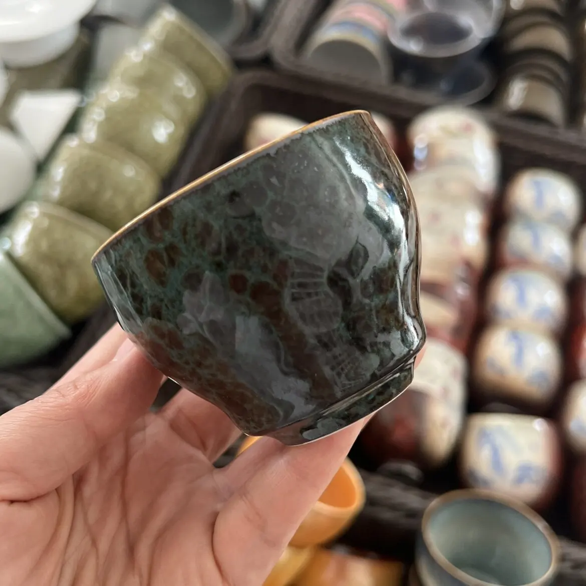 Jingdezhen Kiln Baked Cup Porcelain Cup Single Cup Bamboo Hat Tea Cup Personal Dedicated High-End Tea Tasting Cup