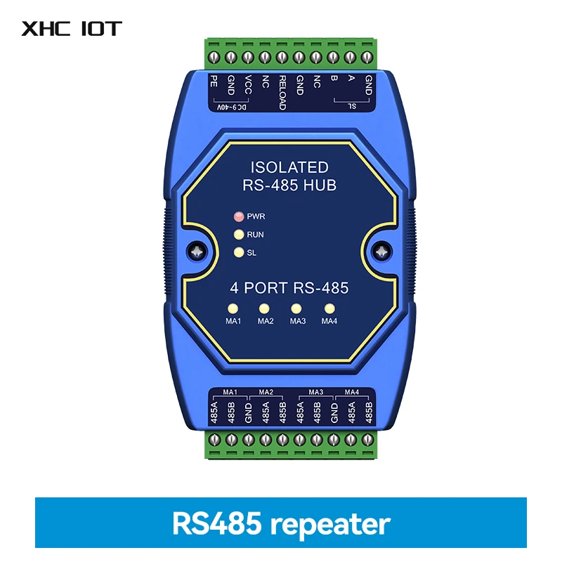 

RS485 Hub Industrial Grade 4-way RS485 to 1-way RS485 DC 9~40V XHCIOT E810-R41 Cached RS485 Isolated Hubs Optical Isolation