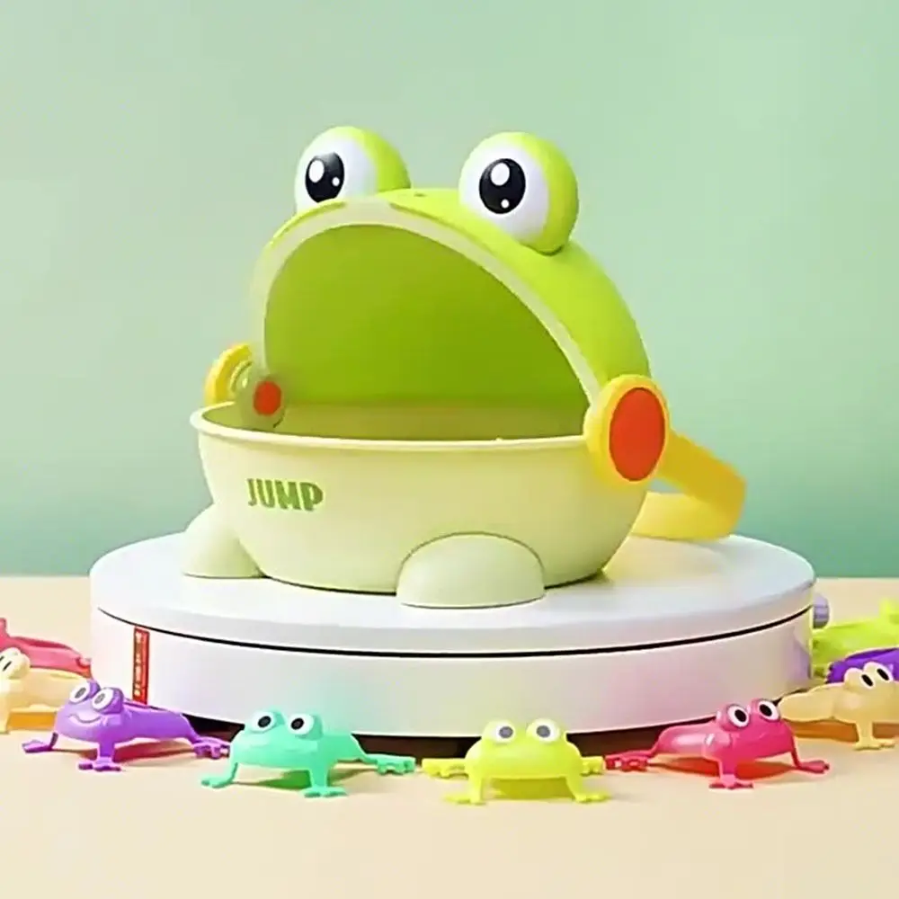 Assorted Colors Fun Jumping Frog with Storage Bucket Parent-child Bounce Bouncing Toad Game Reusable Cute Animals Finger-press