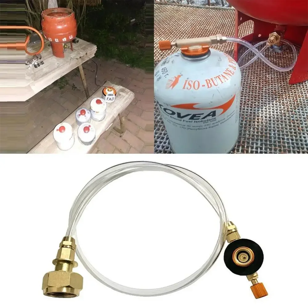 Adaptador de llenado de propano para estufa de Gas para acampar al aire libre, conector de tanque de combustible, manguera de llenado de estufa de Camping, válvula de llenado de tanque para senderismo y Camping