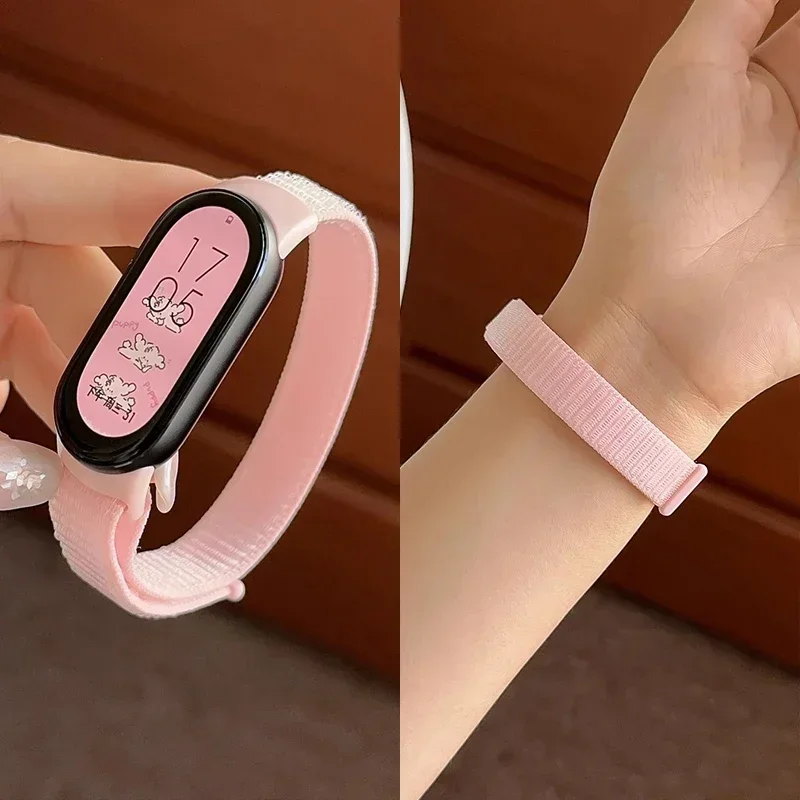 حزام نايلون لحلقة سوار شاومي مي ، سوار ساعة ذكي رياضي ، استبدال سوار معصم ، ميباند 8 NFC ، 9 ، 8 ، 7 ، 6 ، 5 ، 4 ، 3