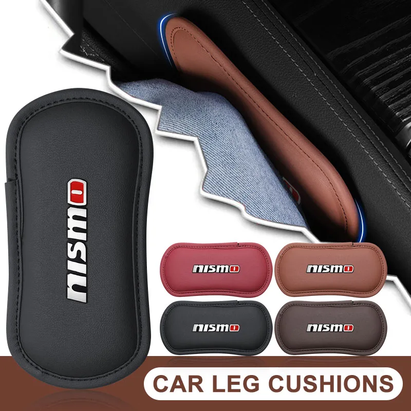 Car Interior Leg Knee Rest Pads Leather Cushion for Nismo Logo Emblem R34 GTR Nissan Tiida Sylphy Teana Note X-trail 1 2 Qashqa