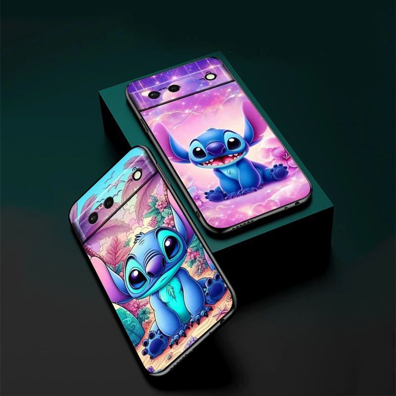 Disney Stitch Cute For Google Pixel 9 8 7A 7 6A 6 5A 5 4 4A XL 5G Black Silicon Shockproof Shell Back Phone Case