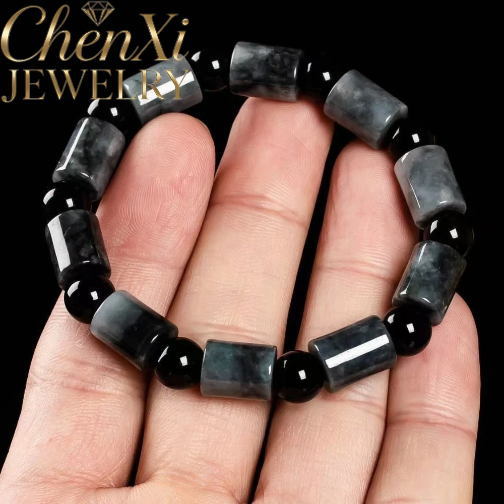 Natural Ice-A-Grade Black Jadeite Bamboo Joint Bracelet Elegant Charm Standout High-End Keepsake Exquisite Luxury Popular Gift