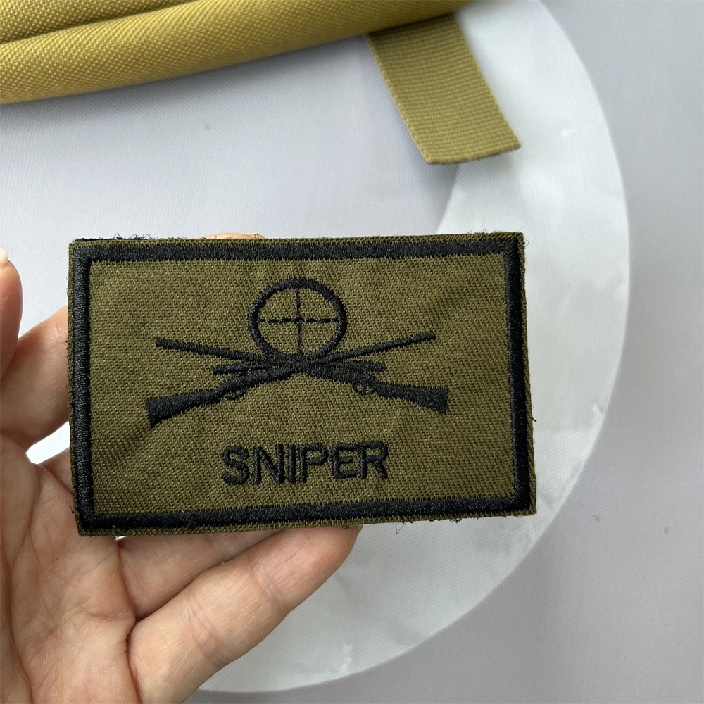 Tactical SNIPER Embroidery Patches Military Morale Emblem Backpack Hook and Loop Sticker