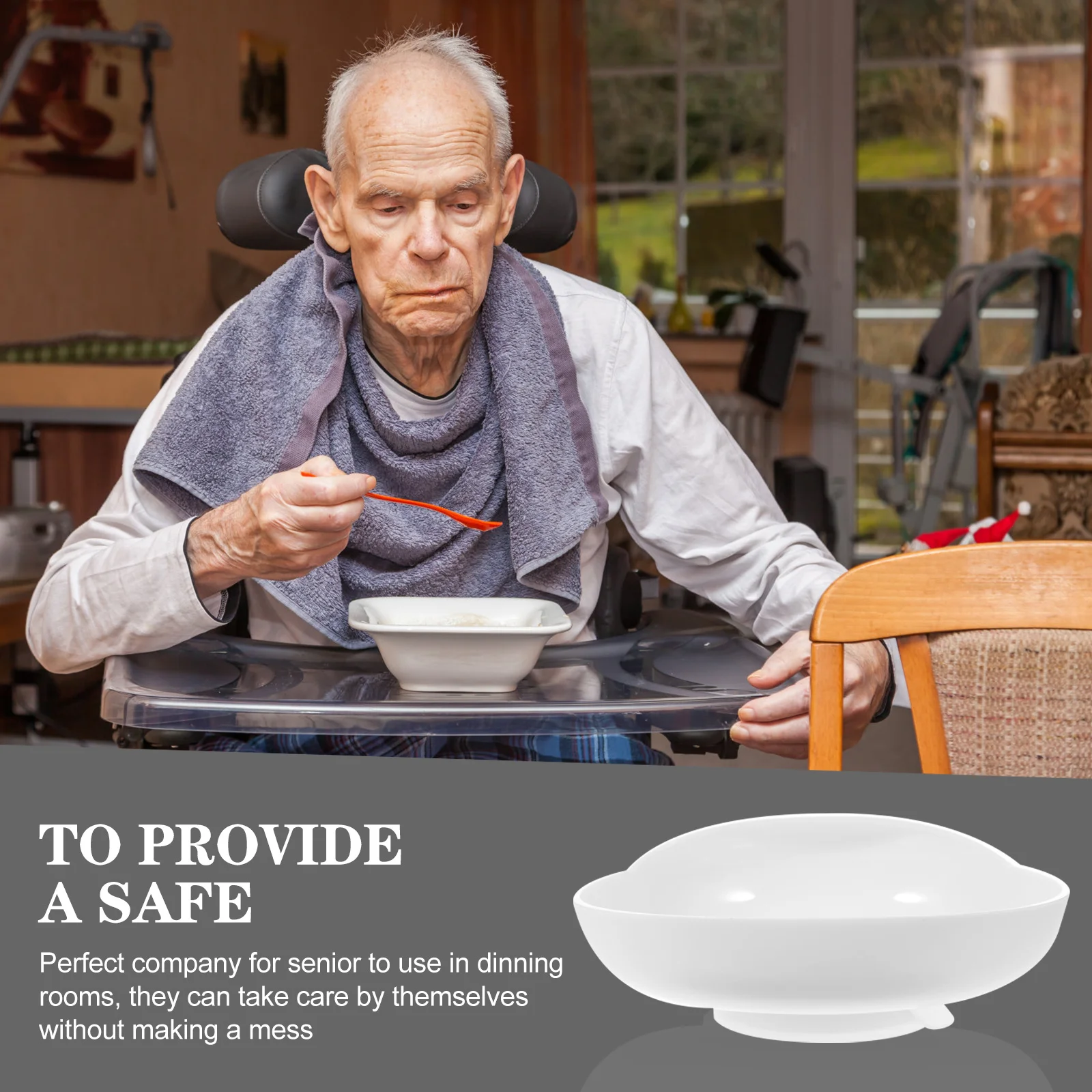 

Suction Base Scoop Bowl Silicone Dining Bowl for Elderly Lightweight Non-Skid Senior Self-Feeding Dish Scoop Bowls