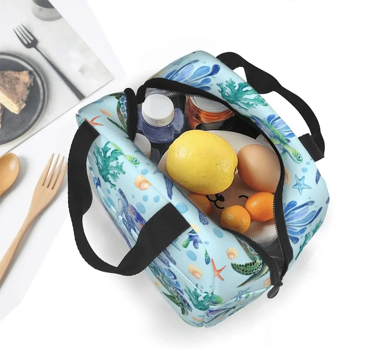 Turtle lunch box lunch bag Portable Insulated Lunch Box for Women Men Cooler Tote Bag with Front Pocket for Work Picnic Travel