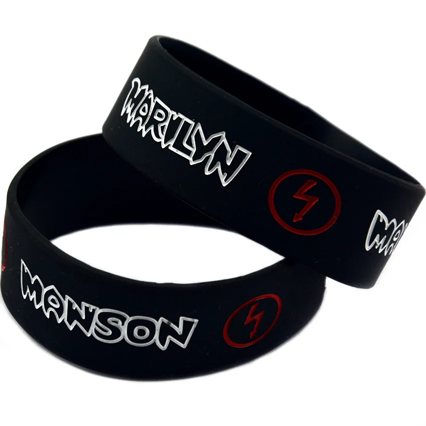 1 PC Marilyn Manson Silicone Rubber Bracelet 1 Inch Wide Music Band Fans Gift Bangle