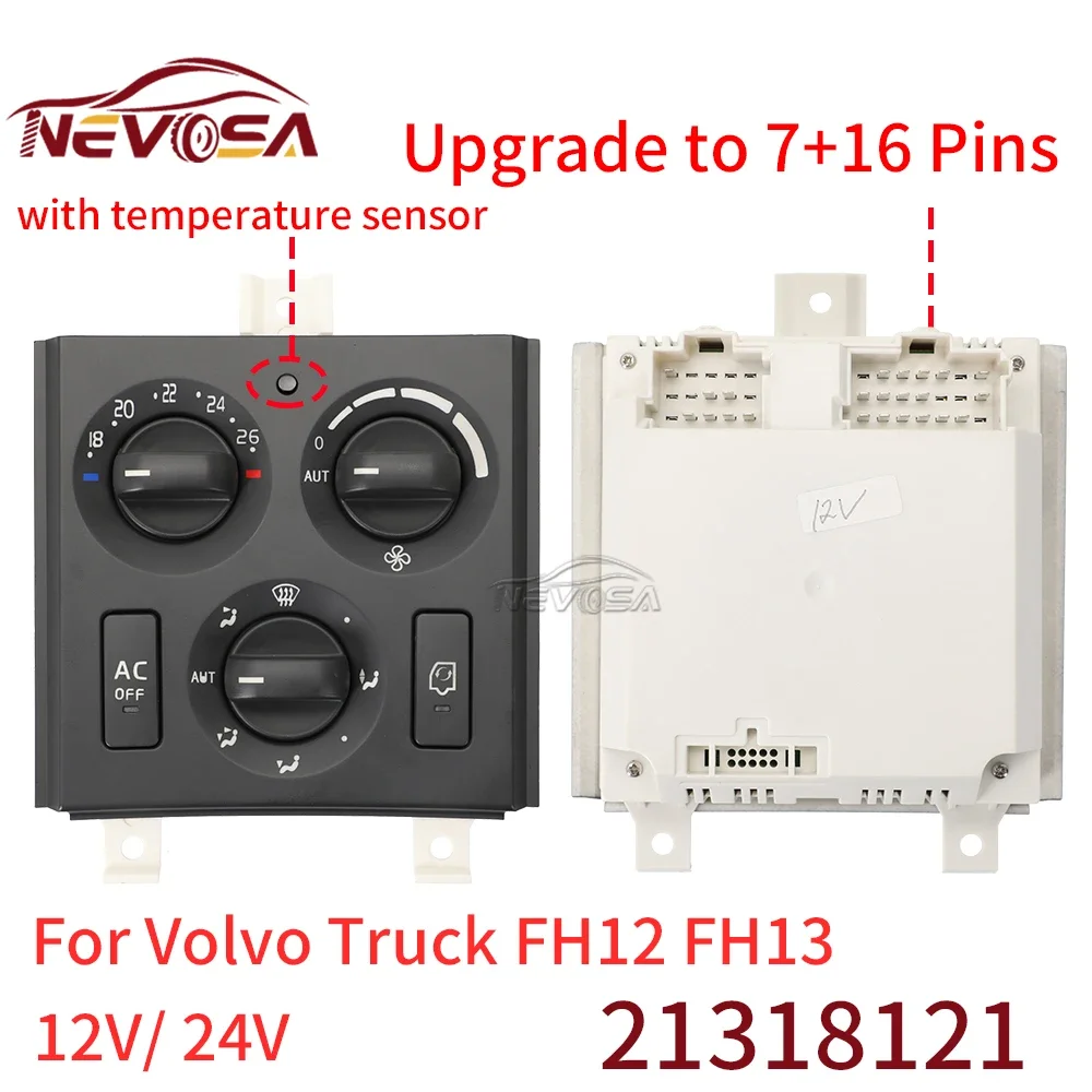 21318121 For Volvo Truck FH12 FH13 A/C Control Panel Switch with Temperature Sensor Air  Condition Control Unit Heater Switch