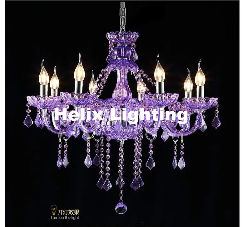 Nowoczesny żyrandol De Purple K9 Crystal Chandelier Lustre Crystal Chandelier Lustres De Cristal Chandelier E14 LED AC Guaranteed