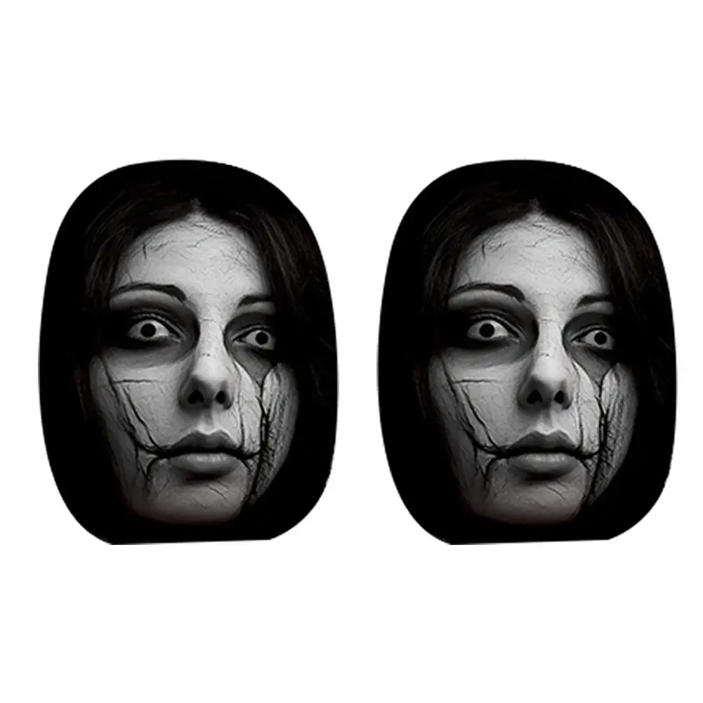 2 Stück Horror-Gesichts-Autositzbezüge aus weichem Polyester, waschbar, staubdicht, schützende dekorative Hülle, universeller Autositzbezug