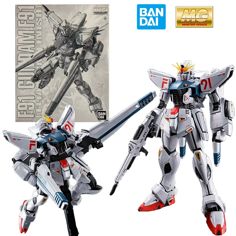 Bandai PB MG 1/100 Gundam F91 Ver.2.0 Titanium Finish 18Cm Anime Original Action Figure Model Kit Assemble Toy Gift Collection